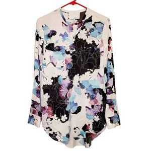 Phillip Lim silk floral watercolor print long sleeved blouse